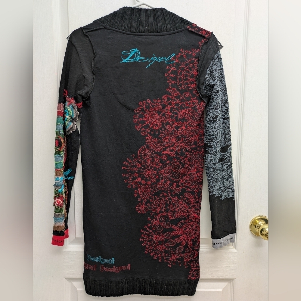 Vintage Desigual Floral Mandala Patchwork Knit Sweater Dress Size L - Picture 13 of 14